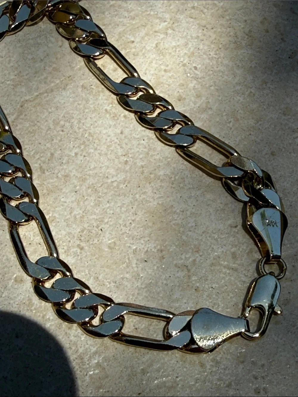 Gold Figaro Chain bracelet 14k gold plated stamped